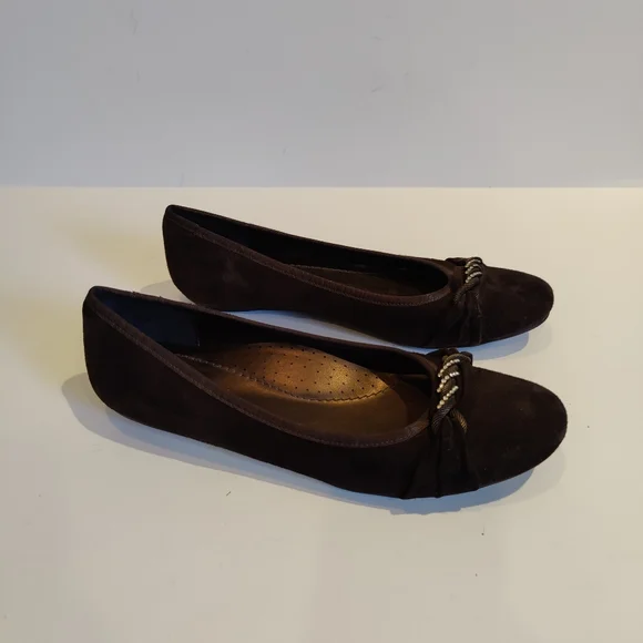 Vaneli Suede Leather Dark Brown Flats - Picture 5 of 9